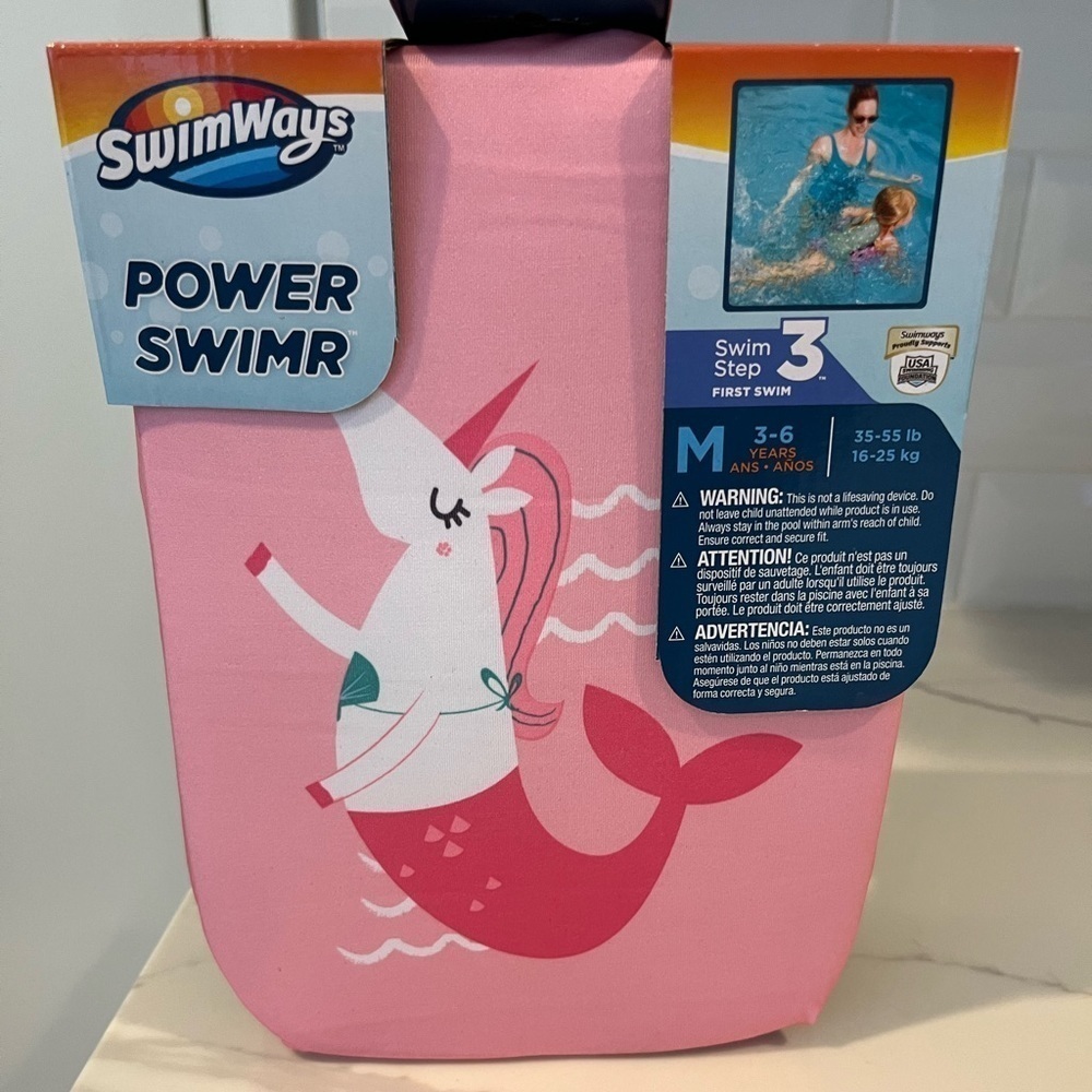 SwimWays Step 3 Floatie Sz M 3-6 Yrs/35-55 Lb Toddler Child Pink Unicorn